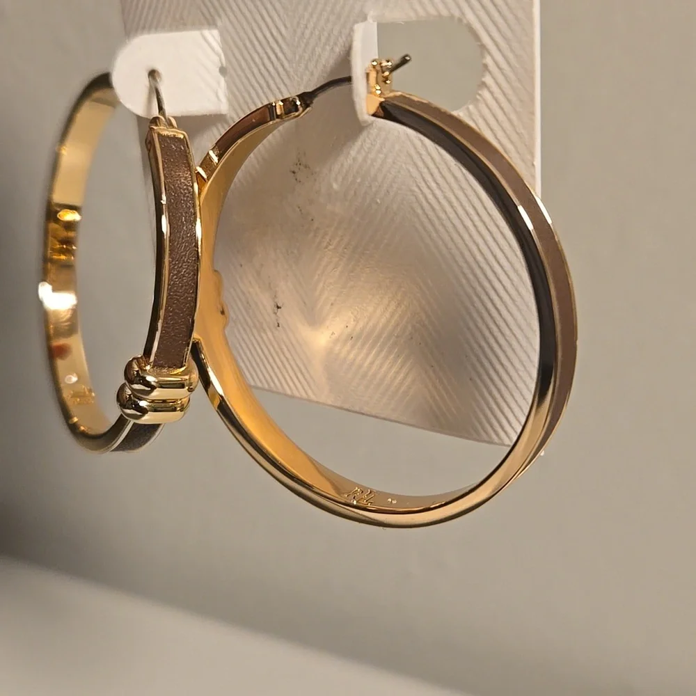 Lauren Ralph Lauren Gold-Tone Hoop Earrings - Picture 2 of 3